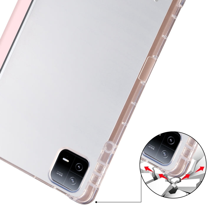 For iPad Air 11 2024 3-fold Clear TPU Smart Leather Tablet Case with Pen Slot(Sand Pink) - iPad Air 11 2024 Cases by PMC TechLife | Online Shopping South Africa | PMC TechLife | Buy Now Pay Later Mobicred