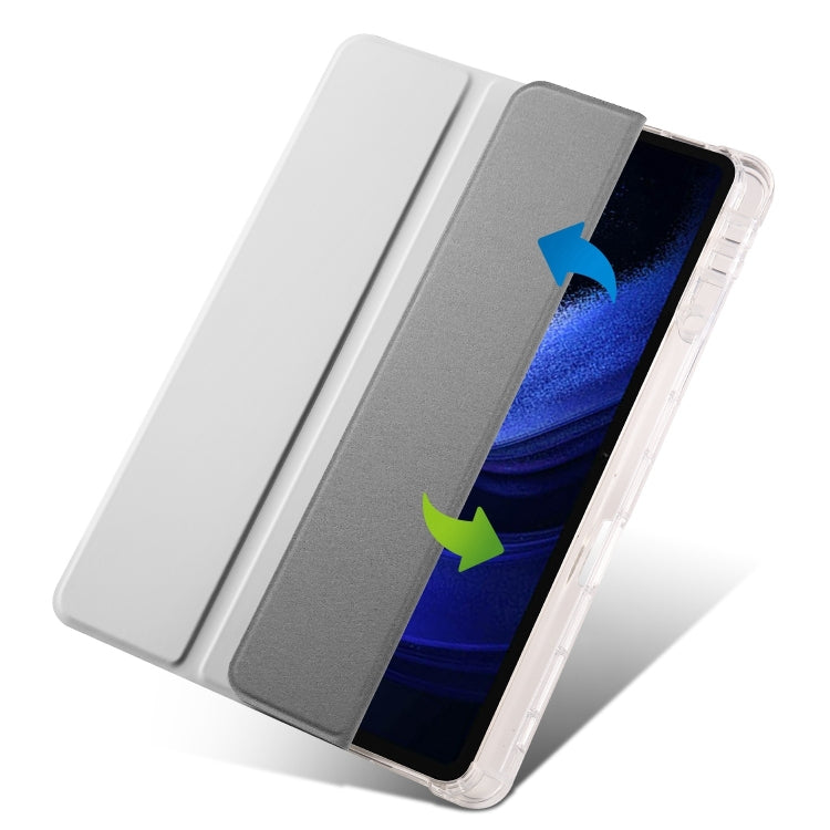 For iPad Air 11 2024 3-fold Clear TPU Smart Leather Tablet Case with Pen Slot(Space Gray) - iPad Air 11 2024 Cases by PMC TechLife | Online Shopping South Africa | PMC TechLife | Buy Now Pay Later Mobicred