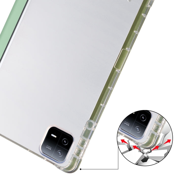 For iPad Air 13 2025 / 2024 3-fold Clear TPU Smart Leather Tablet Case with Pen Slot(Green) - iPad Air 13 2025 / 2024 Cases by PMC TechLife | Online Shopping South Africa | PMC TechLife | Buy Now Pay Later Mobicred