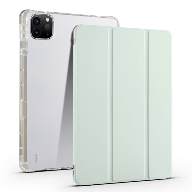 For iPad Air 13 2024 3-fold Clear TPU Smart Leather Tablet Case with Pen Slot(Light Green) - iPad Air 13 2024 Cases by PMC TechLife | Online Shopping South Africa | PMC TechLife | Buy Now Pay Later Mobicred