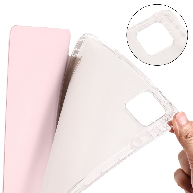 For iPad Air 13 2025 / 2024 3-fold Clear TPU Smart Leather Tablet Case with Pen Slot(Sand Pink) - iPad Air 13 2025 / 2024 Cases by PMC TechLife | Online Shopping South Africa | PMC TechLife | Buy Now Pay Later Mobicred