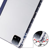 For iPad Air 13 2025 / 2024 3-fold Clear TPU Smart Leather Tablet Case with Pen Slot(Dark Blue)