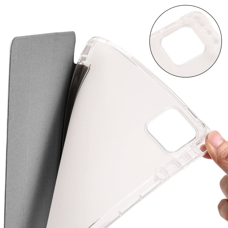 For iPad Air 13 2024 3-fold Clear TPU Smart Leather Tablet Case with Pen Slot(Space Gray) - iPad Air 13 2024 Cases by PMC TechLife | Online Shopping South Africa | PMC TechLife | Buy Now Pay Later Mobicred