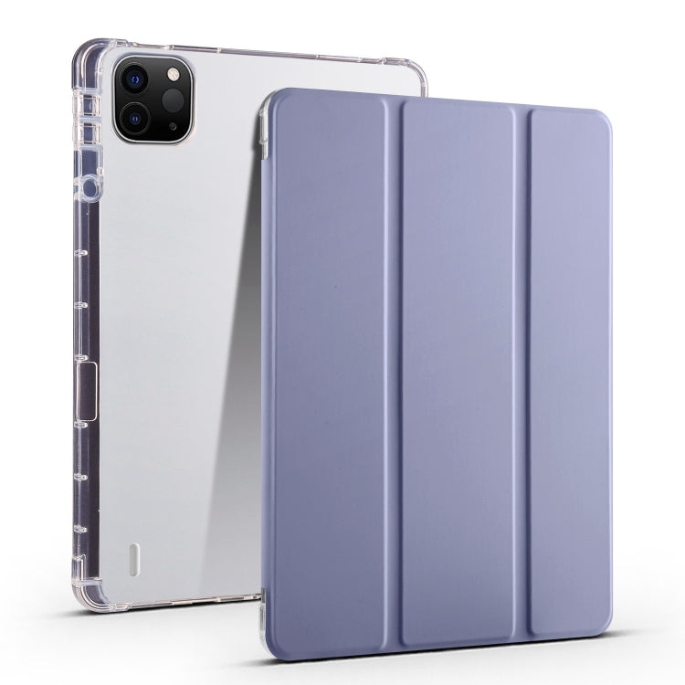 For iPad Air 13 2024 3-fold Clear TPU Smart Leather Tablet Case with Pen Slot(Lavender Purple) - iPad Air 13 2024 Cases by PMC TechLife | Online Shopping South Africa | PMC TechLife | Buy Now Pay Later Mobicred