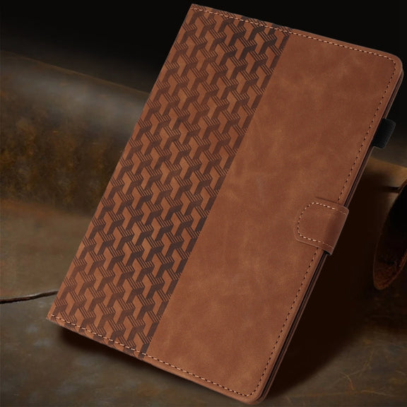 For iPad Pro 11 2024 Building Blocks Embossed Leather Smart Tablet Case(Brown)