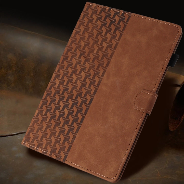 For iPad Pro 11 2024 Building Blocks Embossed Leather Smart Tablet Case(Brown)