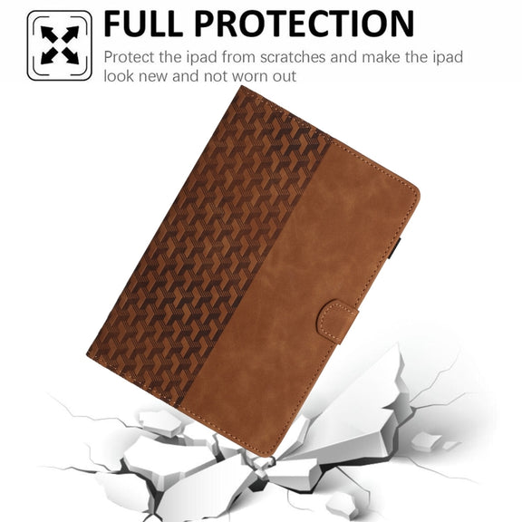 For iPad Pro 11 2024 Building Blocks Embossed Leather Smart Tablet Case(Brown)