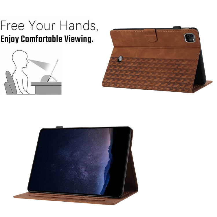 For iPad Pro 11 2024 Building Blocks Embossed Leather Smart Tablet Case(Brown)