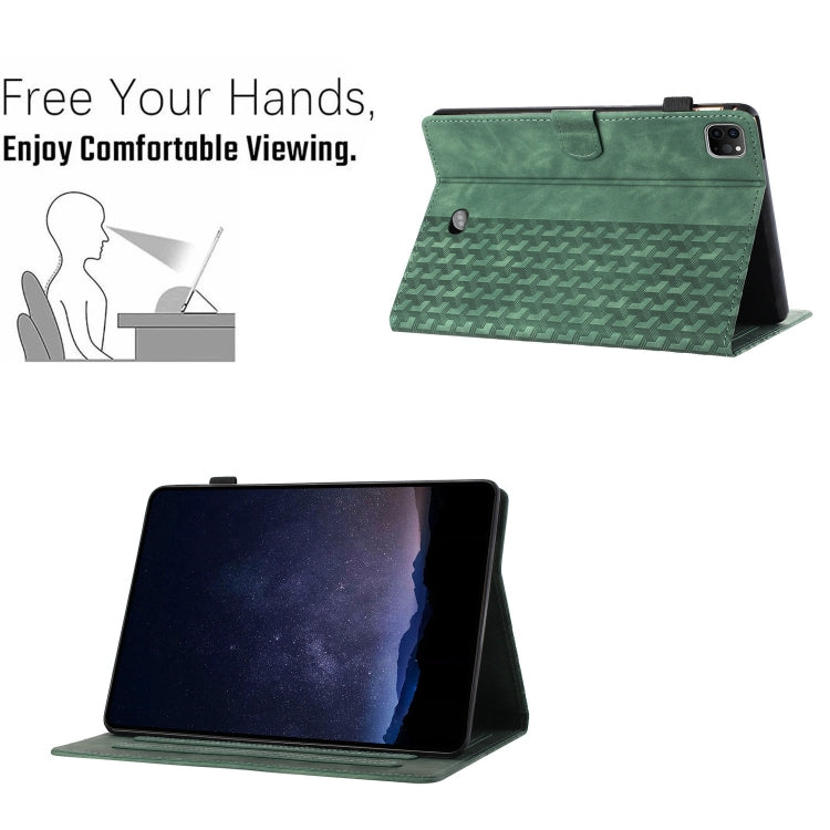 For iPad Pro 11 2024 Building Blocks Embossed Leather Smart Tablet Case(Green)