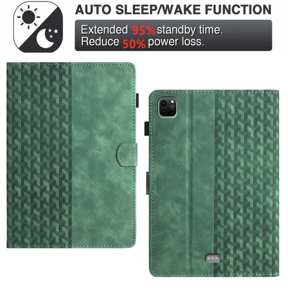 For iPad Pro 11 2024 Building Blocks Embossed Leather Smart Tablet Case(Green)