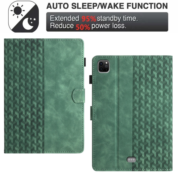 For iPad Pro 11 2024 Building Blocks Embossed Leather Smart Tablet Case(Green)