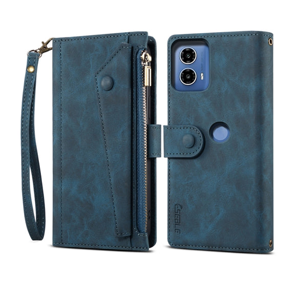 For Motorola Moto G04 / G24 ESEBLE Retro Frosted RFID Leather Phone Case(Dark Green)
