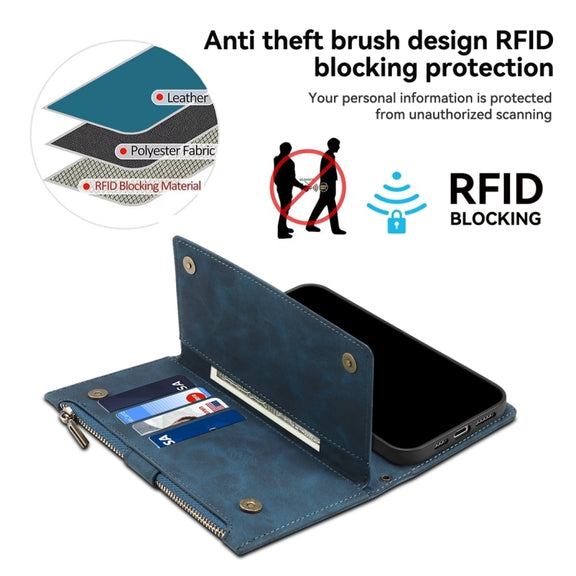 For Motorola Moto G24 Power ESEBLE Retro Frosted RFID Leather Phone Case(Dark Green)