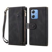 For Motorola Moto G64 5G Global ESEBLE Retro Frosted RFID Leather Phone Case(Black)
