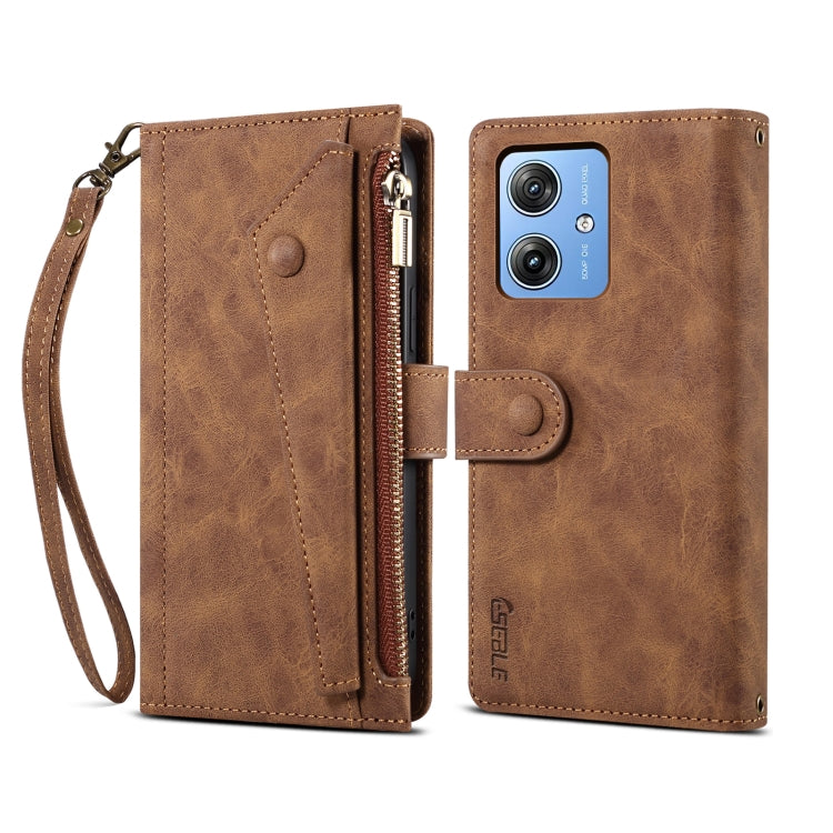 For Motorola Moto G64 5G Global ESEBLE Retro Frosted RFID Leather Phone Case(Brown) - Motorola Cases by ESEBLE | Online Shopping South Africa | PMC TechLife | Buy Now Pay Later Mobicred