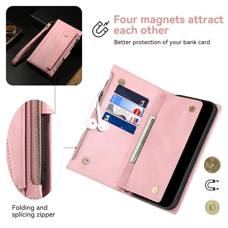 For Motorola Moto G64 5G Global ESEBLE Retro Frosted RFID Leather Phone Case(Rose Gold)