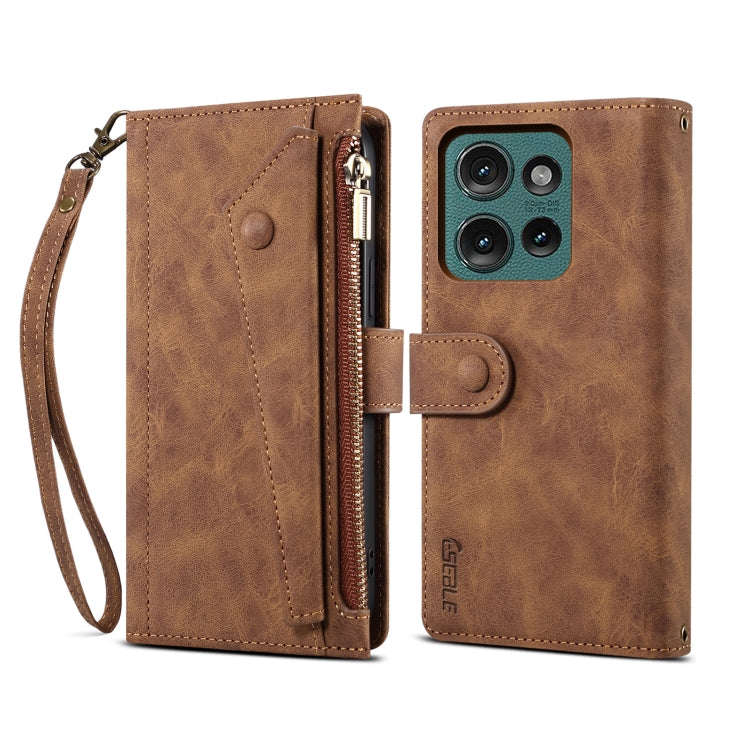 For Motorola Edge 50 5G Global ESEBLE Retro Frosted RFID Leather Phone Case(Brown) - free shipping - PMC TechLife - Order now!