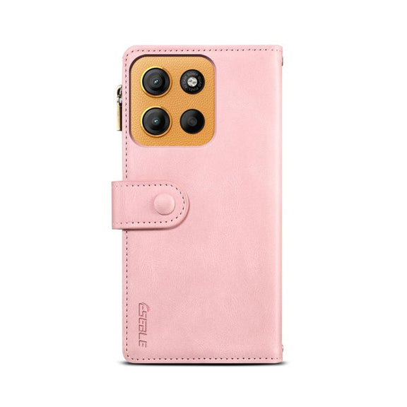 For Motorola Moto G15 ESEBLE Retro Frosted RFID Leather Phone Case(Rose Gold)