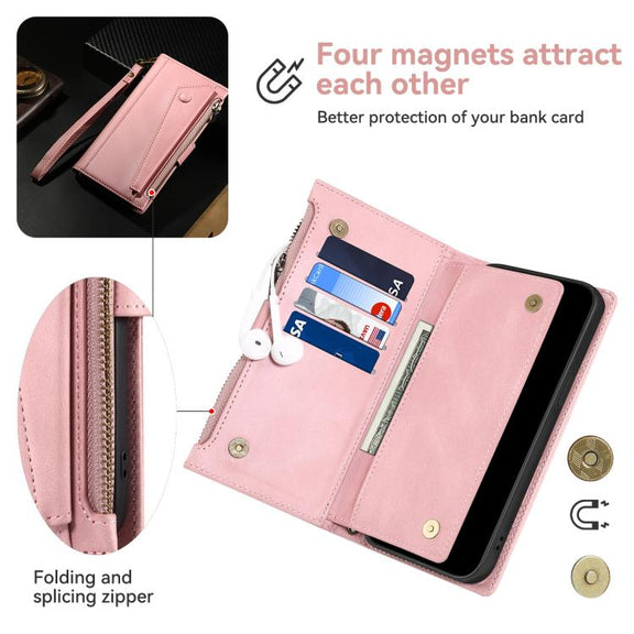 For Motorola Moto G15 ESEBLE Retro Frosted RFID Leather Phone Case(Rose Gold)