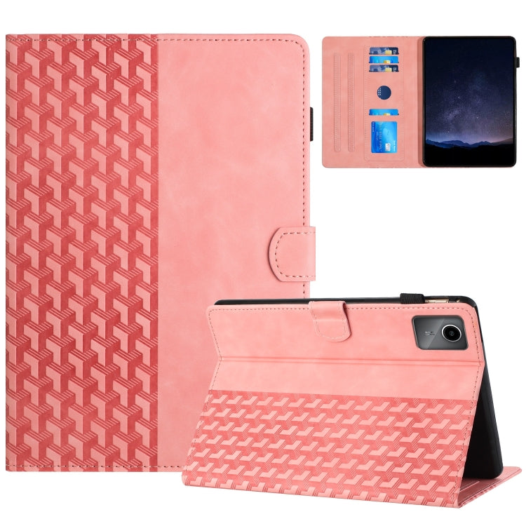 For Lenovo Tab M11/Xiaoxin Pad 11 2024 Building Blocks Embossed Leather Smart Tablet Case(Pink) - Lenovo by PMC Jewellery | Online Shopping South Africa | PMC Jewellery | Buy Now Pay Later Mobicred