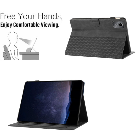 For Lenovo Tab M11/Xiaoxin Pad 11 2024 Building Blocks Embossed Leather Smart Tablet Case(Black)