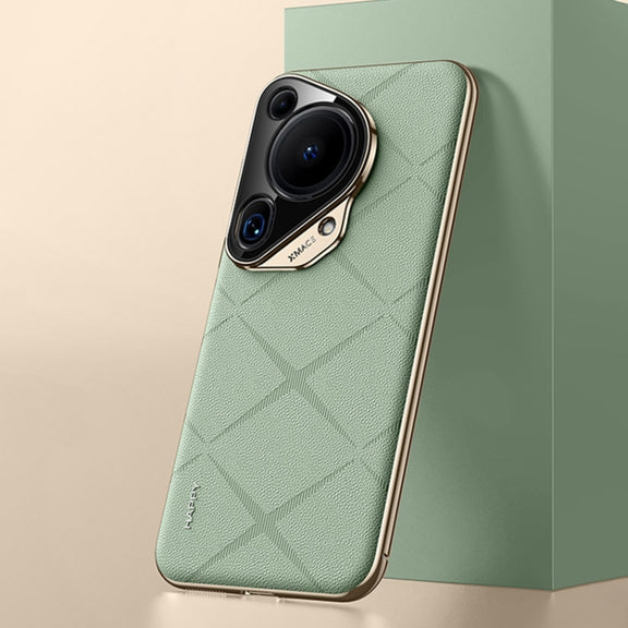 For Huawei Pura 70 Ultra Plain Leather PC Phone Case(Green)
