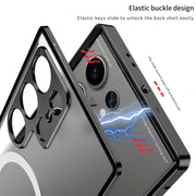 For Samsung Galaxy S24 Ultra 5G Snap Buckle Metal Frame Frosted MagSafe Phone Case(Gold)