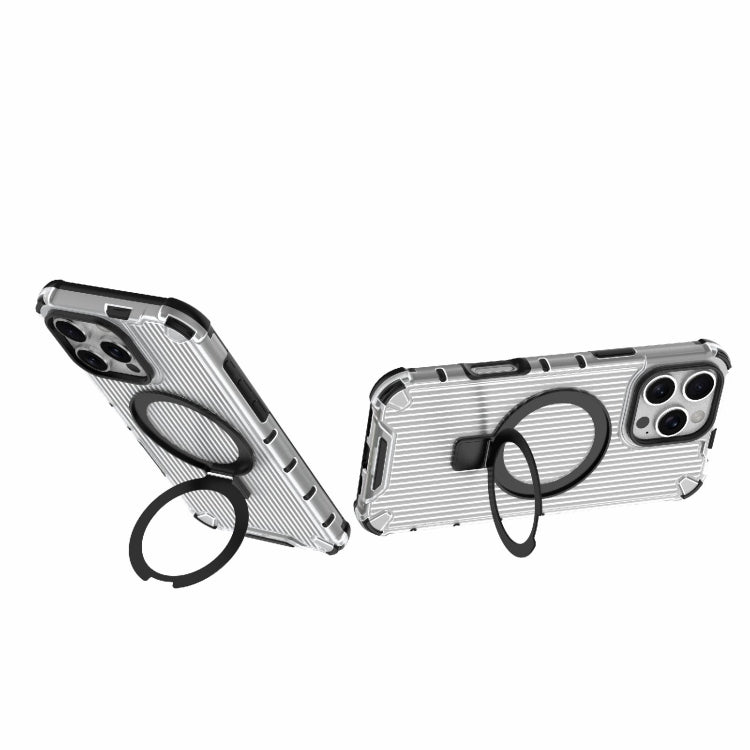 For iPhone 16 Pro Max Grating Holder Shockproof Phone Case(Transparent) - iPhone 16 Pro Max Cases by PMC TechLife | Online Shopping South Africa | PMC TechLife | Buy Now Pay Later Mobicred