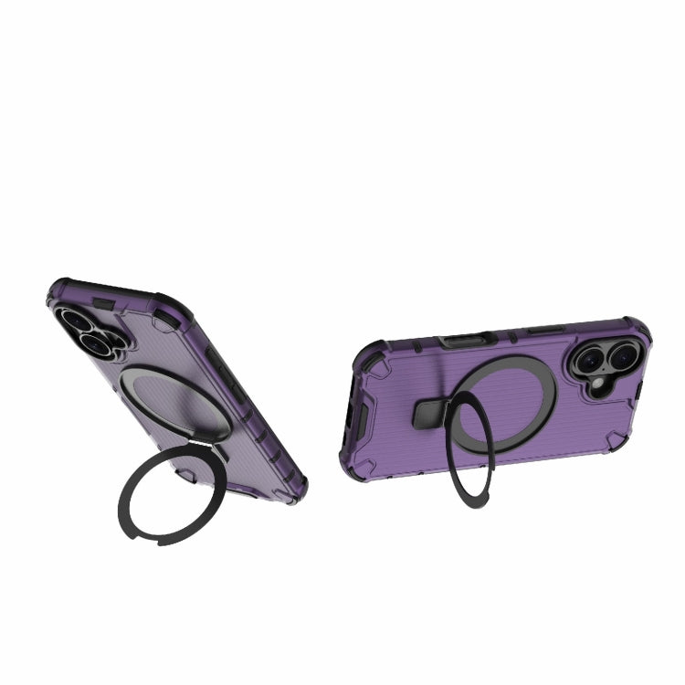 For iPhone 16 Grating Holder Shockproof Phone Case(Purple) - iPhone 16 Cases by PMC TechLife | Online Shopping South Africa | PMC TechLife | Buy Now Pay Later Mobicred