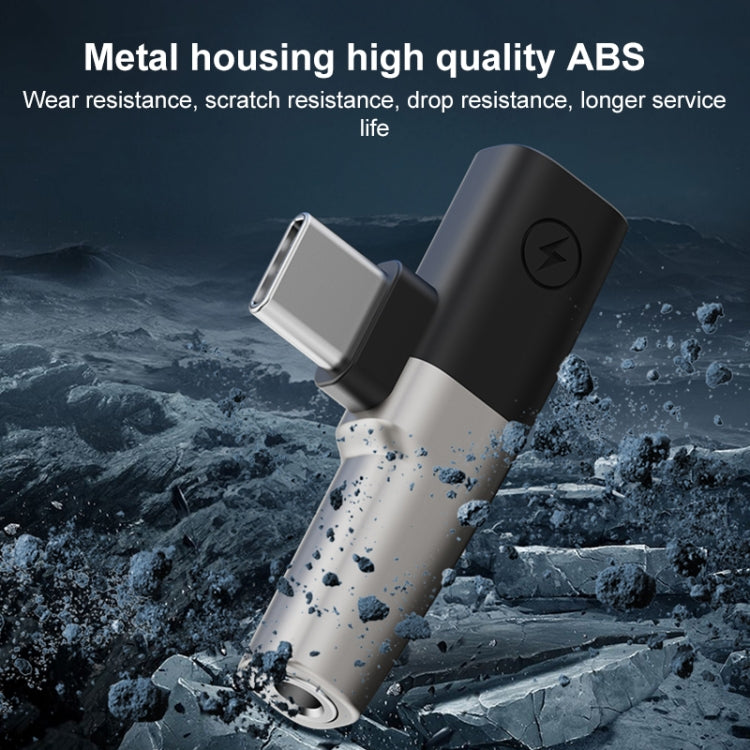 2 in 1 USB-C / Type-C to 3.5mm + USB-C / Type-C DAC Audio Phone Charging Adapter(Tarnish) - Type-C Adapter by PMC TechLife | Online Shopping South Africa | PMC TechLife | Buy Now Pay Later Mobicred