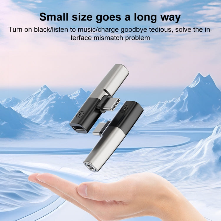 2 in 1 USB-C / Type-C to 3.5mm + USB-C / Type-C DAC Audio Phone Charging Adapter(Tarnish) - Type-C Adapter by PMC TechLife | Online Shopping South Africa | PMC TechLife | Buy Now Pay Later Mobicred