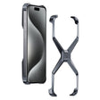 For iPhone 15 Pro Max Frameless X-shaped Metal Phone Case(Grey) - iPhone 15 Pro Max Cases by PMC TechLife | Online Shopping South Africa | PMC TechLife | Buy Now Pay Later Mobicred
