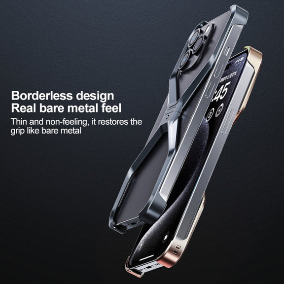 For iPhone 15 Frameless X-shaped Metal Phone Case(Grey)