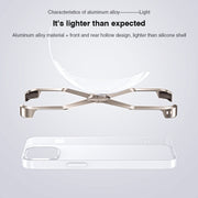 For iPhone 15 Frameless X-shaped Metal Phone Case(Grey)