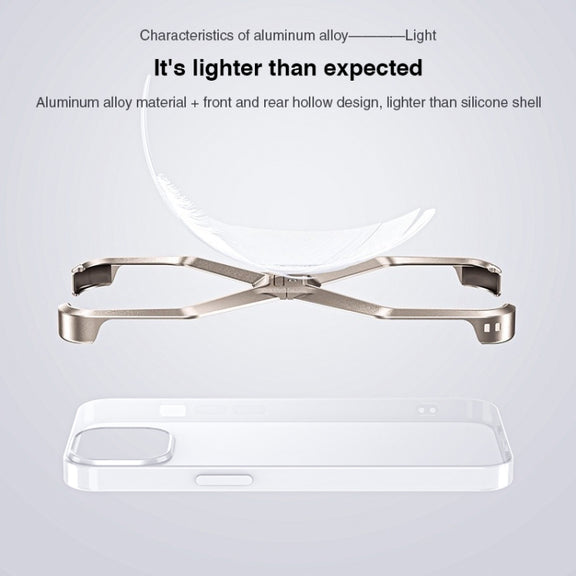 For iPhone 15 Frameless X-shaped Metal Phone Case(Grey)