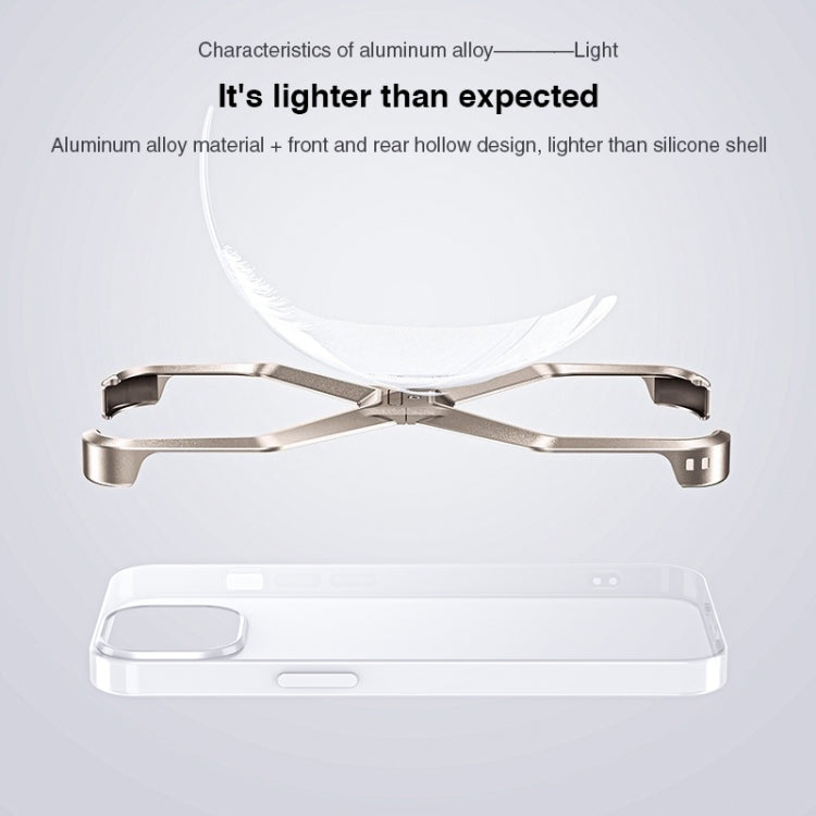 For iPhone 15 Frameless X-shaped Metal Phone Case(Grey)