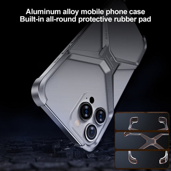 For iPhone 15 Frameless X-shaped Metal Phone Case(Grey)