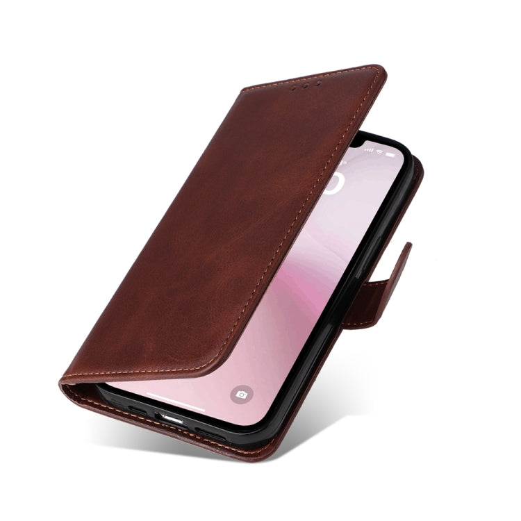 For iPhone 16e Classic Calf Texture Flip Leather Phone Case(Brown)