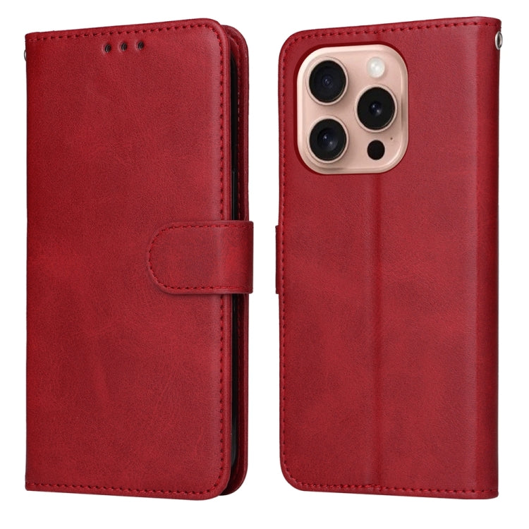 For iPhone 16 Pro Classic Calf Texture Flip Leather Phone Case(Red) - iPhone 16 Pro Cases by PMC TechLife | Online Shopping South Africa | PMC TechLife | Buy Now Pay Later Mobicred
