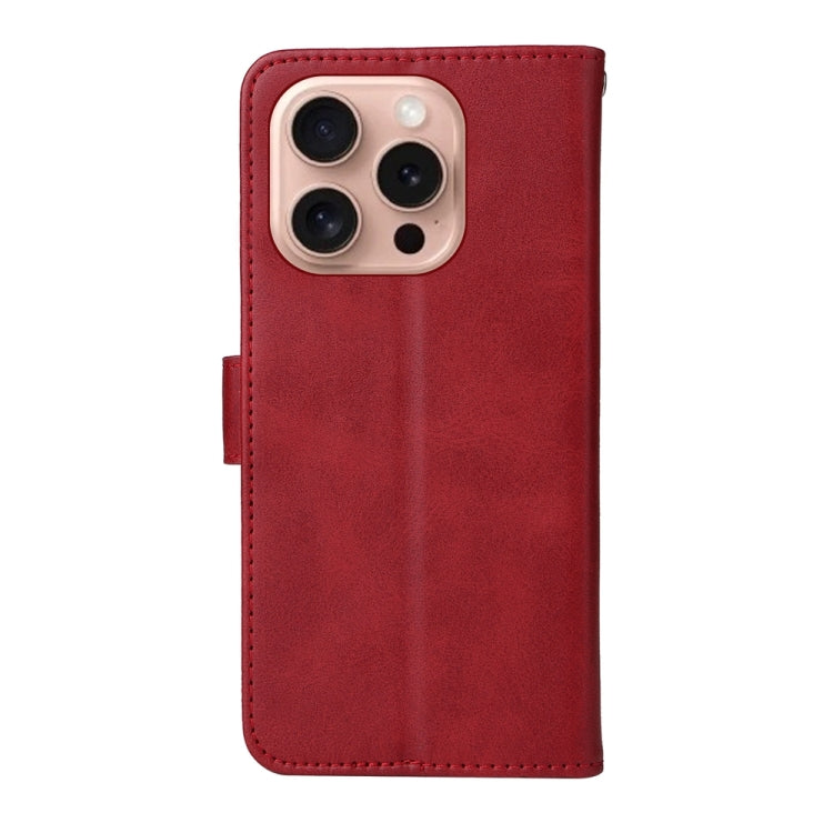 For iPhone 16 Pro Classic Calf Texture Flip Leather Phone Case(Red) - iPhone 16 Pro Cases by PMC TechLife | Online Shopping South Africa | PMC TechLife | Buy Now Pay Later Mobicred