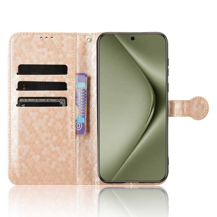 For Huawei Pura 70 Ultra Honeycomb Dot Texture Leather Phone Case(Gold)
