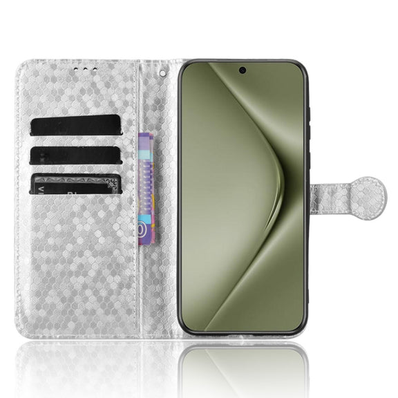 For Huawei Pura 70 Ultra Honeycomb Dot Texture Leather Phone Case(Silver)