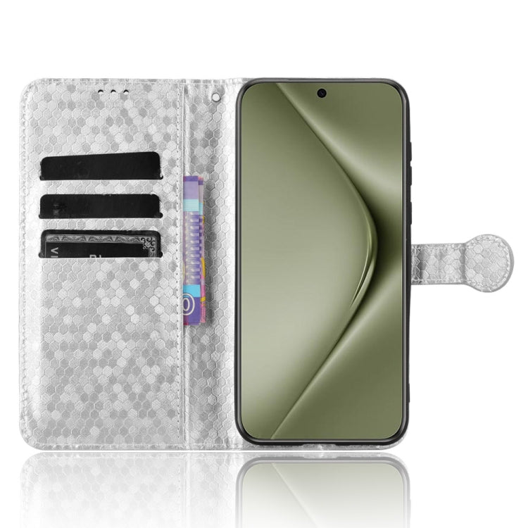 For Huawei Pura 70 Ultra Honeycomb Dot Texture Leather Phone Case(Silver)