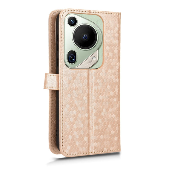 For Huawei Pura 70 Pro / Pro+ Honeycomb Dot Texture Leather Phone Case(Gold)