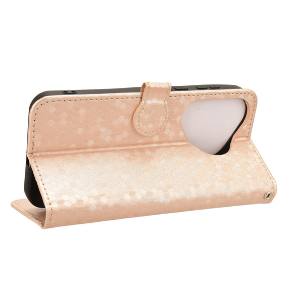 For Huawei Pura 70 Honeycomb Dot Texture Leather Phone Case(Gold)