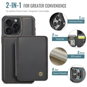 For iPhone 15 Pro Max JEEHOOD J05 Business Magnetic Style RFID Leather Phone Case(Black)