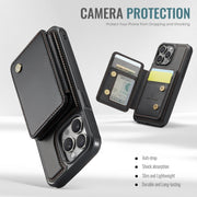 For iPhone 15 Pro Max JEEHOOD J05 Business Magnetic Style RFID Leather Phone Case(Black)