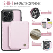 For iPhone 15 Pro JEEHOOD J05 Business Magnetic Style RFID Leather Phone Case(Pink)