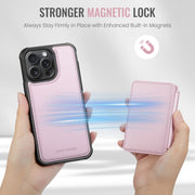 For iPhone 15 Pro JEEHOOD J05 Business Magnetic Style RFID Leather Phone Case(Pink)