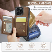 For iPhone 15 JEEHOOD J05 Business Magnetic Style RFID Leather Phone Case(Brown)